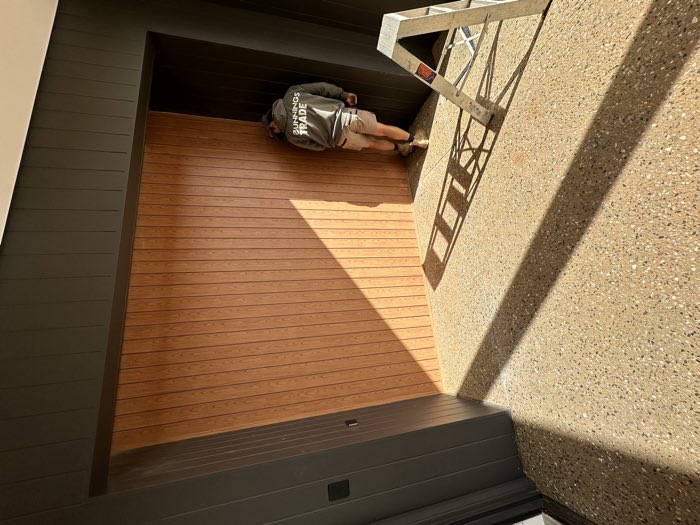 Timber-look cladding feature wall in a home entry
